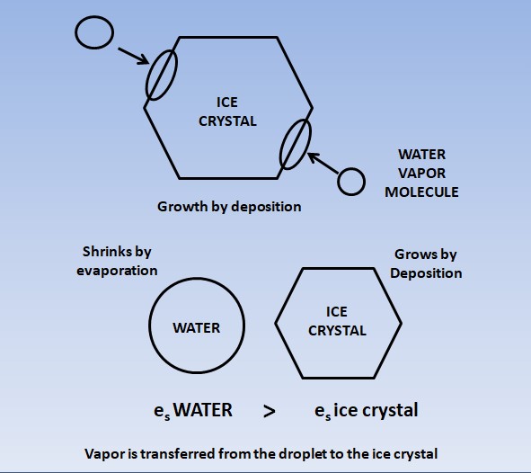 Interaction Between Water Droplets And Ice Crystals